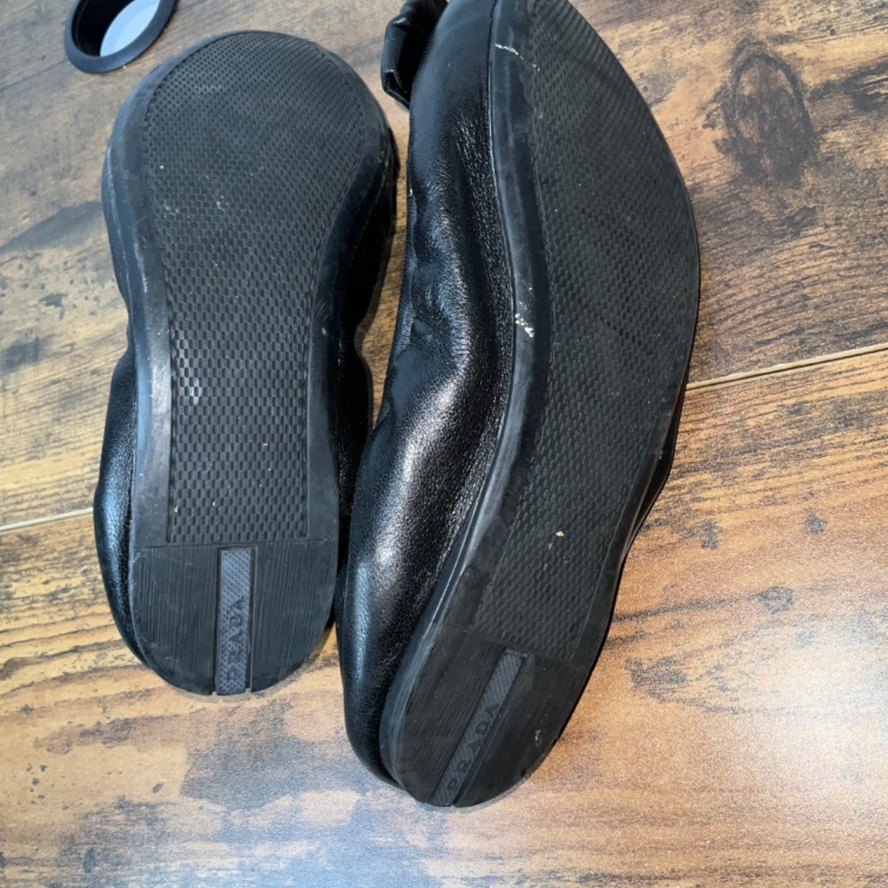 Prada Black Leather Bow Ballet Flats - Picture 8 of 12